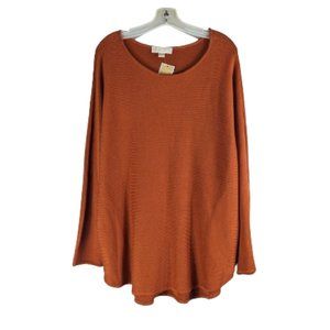 Michael Kors Tunic Brown Sweater with Zip Details Size L Cotton Blend NWT!